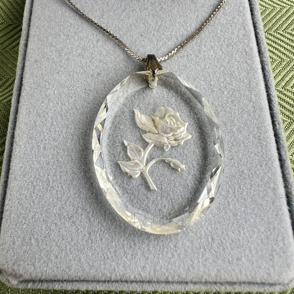 Swarovski Jewelry - Vintage Swarovski Genuine Austrian Crystal Rose Pendant and Necklace